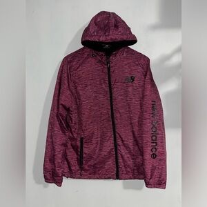 New Balance Fleece Lined Rain Jacket‎ Zip Up Burgundy & Black Women's Siz…